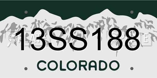 13SS188 Colorado License Plate