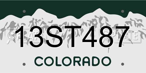 13ST487 Colorado License Plate