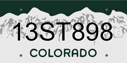 13ST898 Colorado License Plate