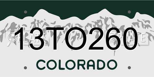 13TO260 Colorado License Plate