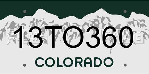 13TO360 Colorado License Plate