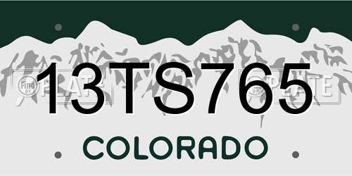 13TS765 Colorado License Plate