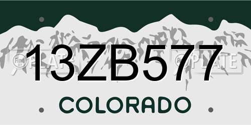 13ZB577 Colorado License Plate
