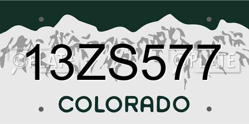 13ZS577 Colorado License Plate