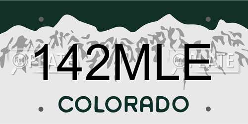 142MLE Colorado License Plate