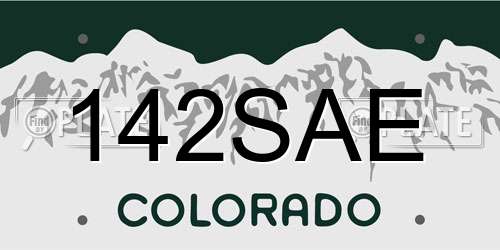 142SAE Colorado License Plate