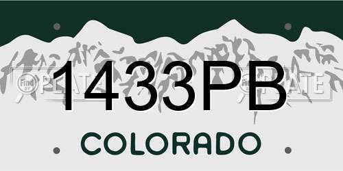 1433PB Colorado License Plate