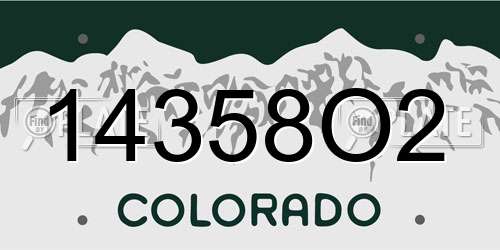 14358O2 Colorado License Plate
