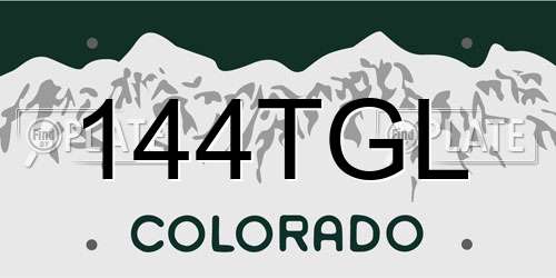 144TGL Colorado License Plate