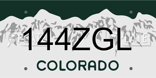 144ZGL Colorado License Plate