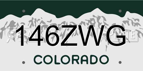 146ZWG Colorado License Plate