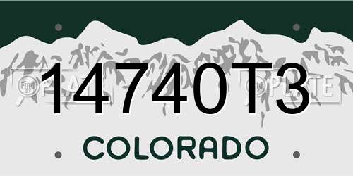 14740T3 Colorado License Plate
