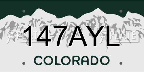 147AYL Colorado License Plate
