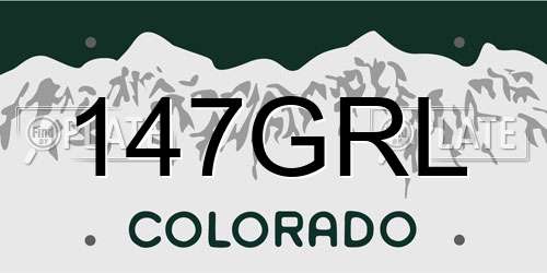 147GRL Colorado License Plate