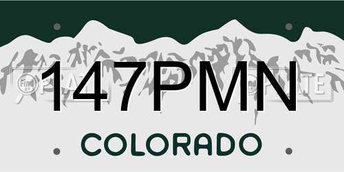 147PMN Colorado License Plate