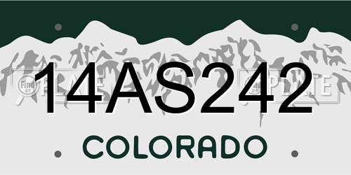 14AS242 Colorado License Plate