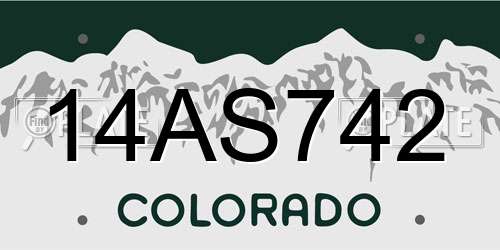 14AS742 Colorado License Plate