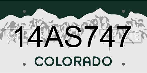 14AS747 Colorado License Plate