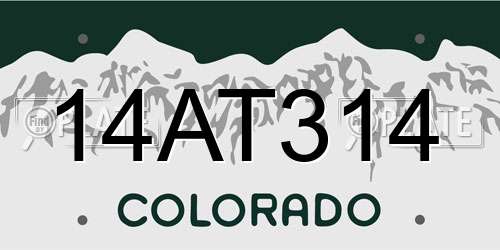 14AT314 Colorado License Plate