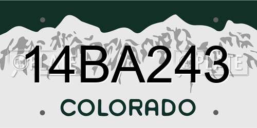 14BA243 Colorado License Plate
