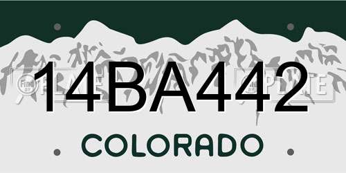 14BA442 Colorado License Plate