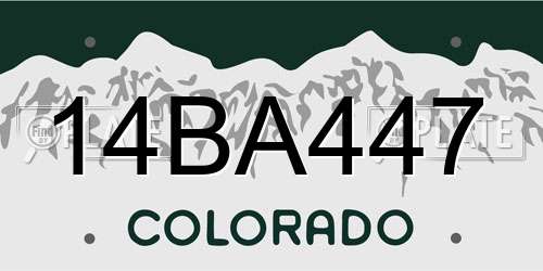 14BA447 Colorado License Plate