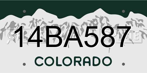 14BA587 Colorado License Plate