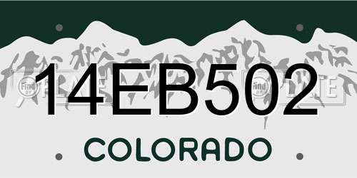 14EB502 Colorado License Plate