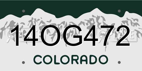 14OG472 Colorado License Plate