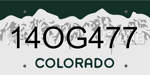 14OG477 Colorado License Plate