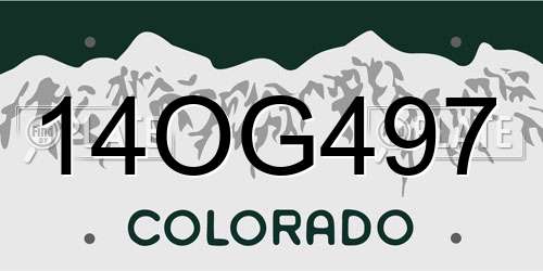 14OG497 Colorado License Plate