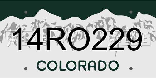 14RO229 Colorado License Plate