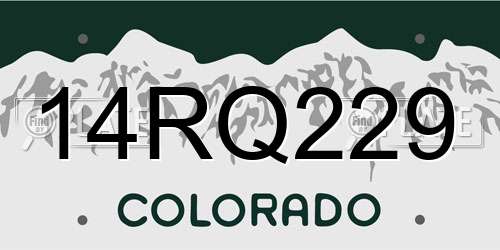 14RQ229 Colorado License Plate
