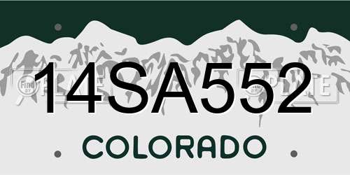 14SA552 Colorado License Plate