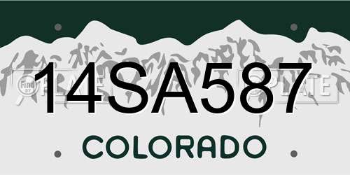 14SA587 Colorado License Plate