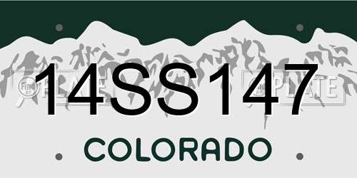 14SS147 Colorado License Plate
