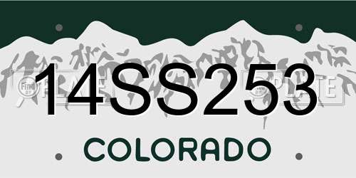 14SS253 Colorado License Plate