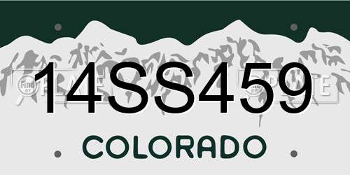 14SS459 Colorado License Plate