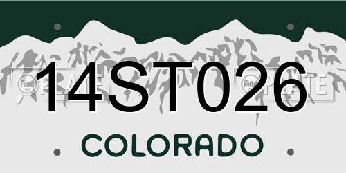 14ST026 Colorado License Plate