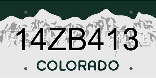 14ZB413 Colorado License Plate