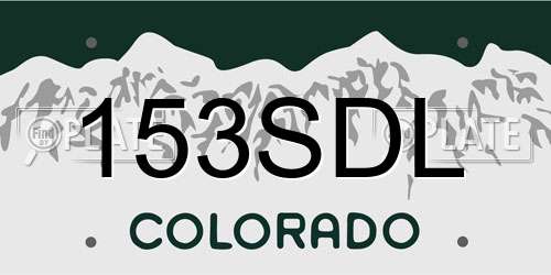 153SDL Colorado License Plate