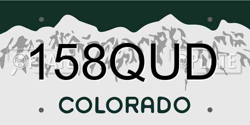 158QUD Colorado License Plate