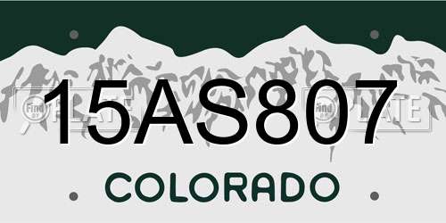 15AS807 Colorado License Plate