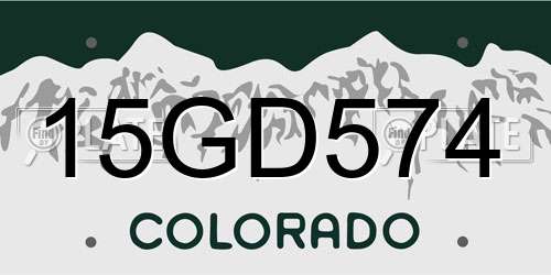15GD574 Colorado License Plate