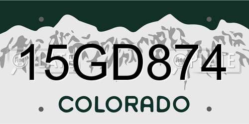 15GD874 Colorado License Plate