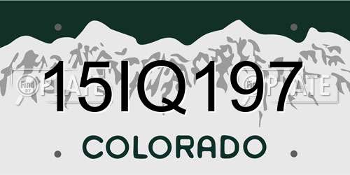 15IQ197 Colorado License Plate