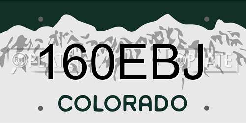 160EBJ Colorado License Plate