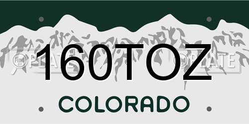 160TOZ Colorado License Plate
