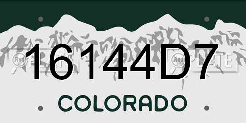 16144D7 Colorado License Plate