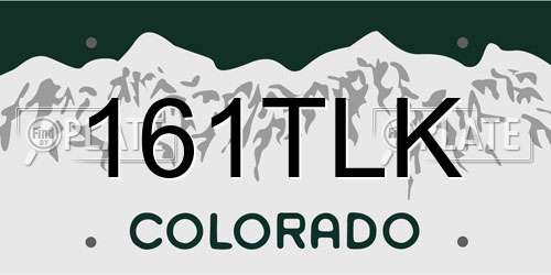 161TLK Colorado License Plate